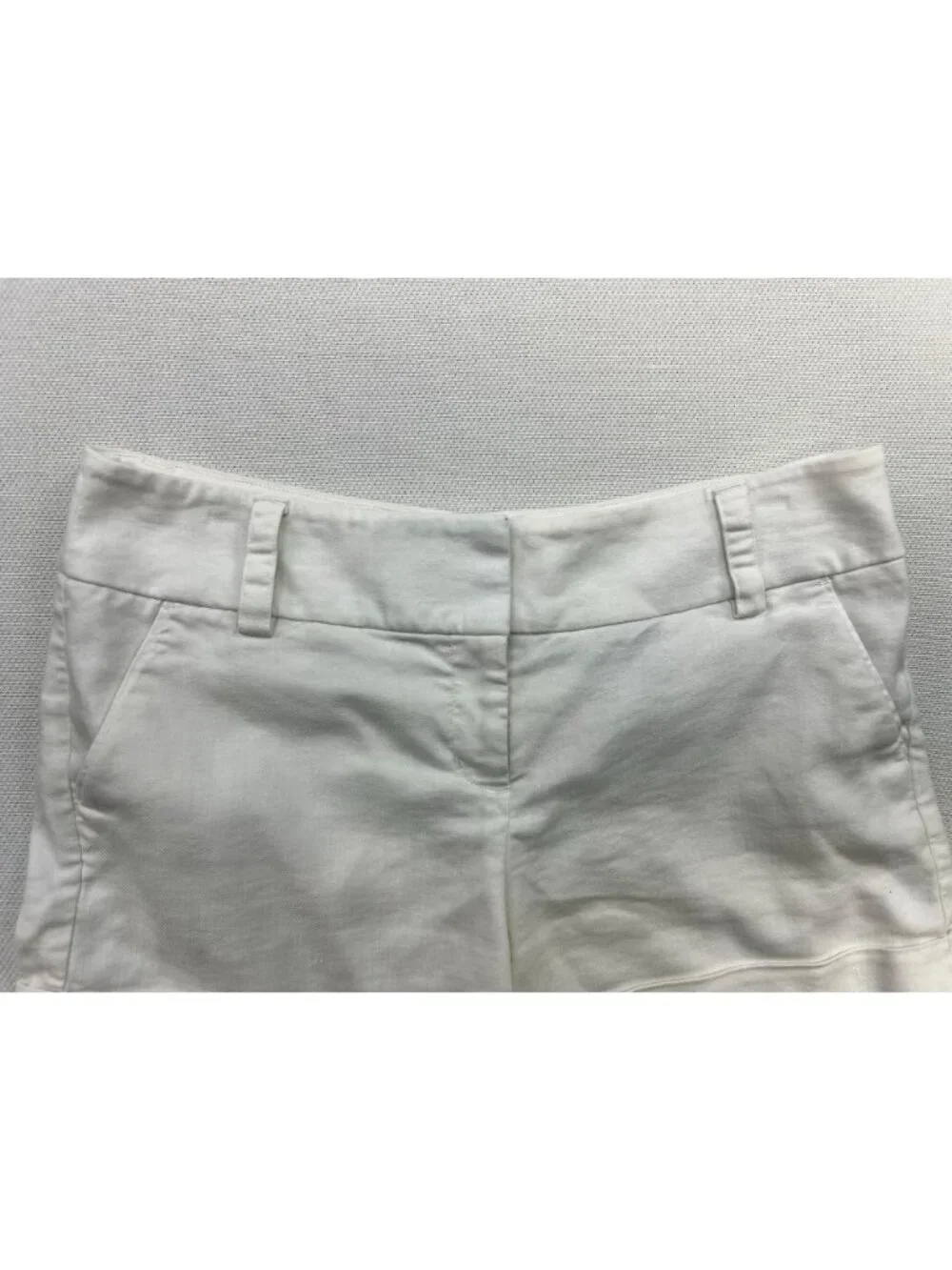 Express Women's Linen Blend Chino Shorts Flat Front Stretch Size 8 White Solid